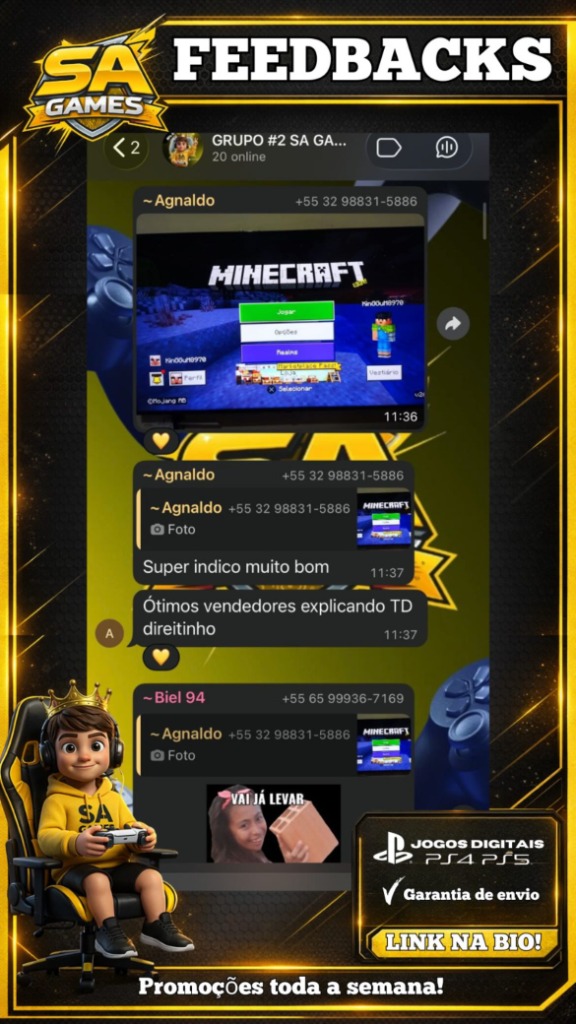 Feedback de cliente Minecraft - SA Games